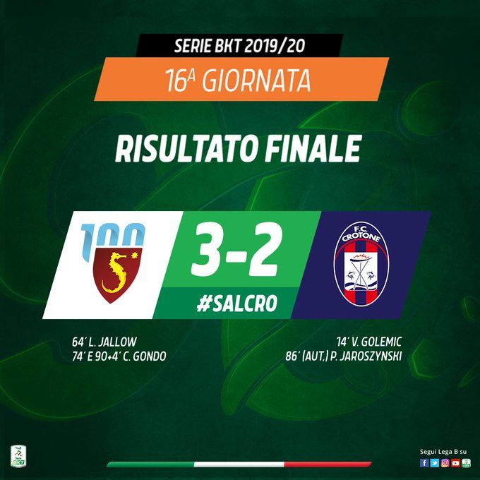 Serie B: la Salernitana batte il Crotone 3-2, doppietta di Gondo preview