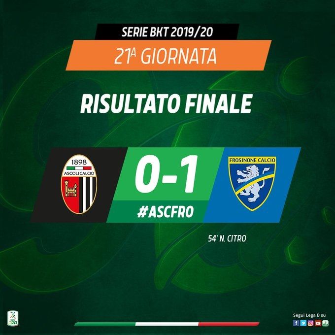 Serie B: Citro lancia il Frosinone, Ascoli battuto 1-0 article-post