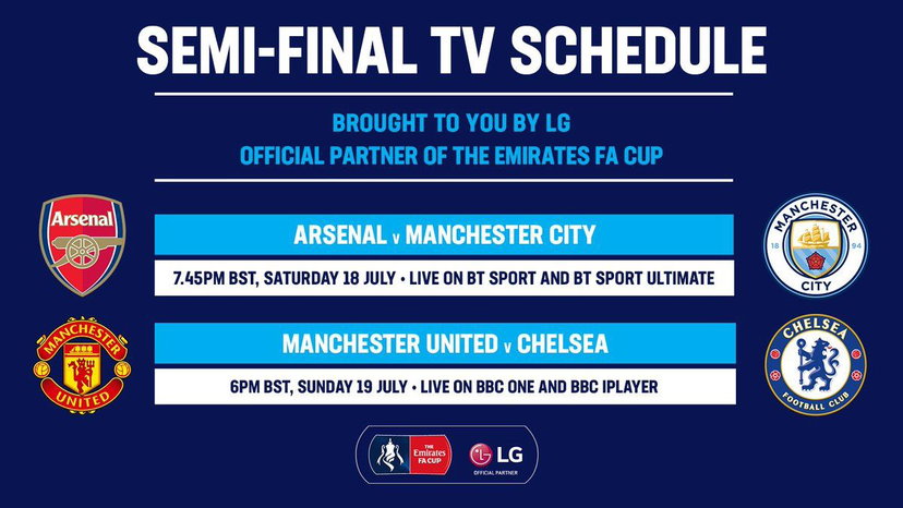 FA Cup, al via le semifinali: Arsenal-City e United-Chelsea preview