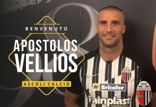 Ufficiale: Ascoli, è arrivato l’attaccante Apostolos Vellios preview