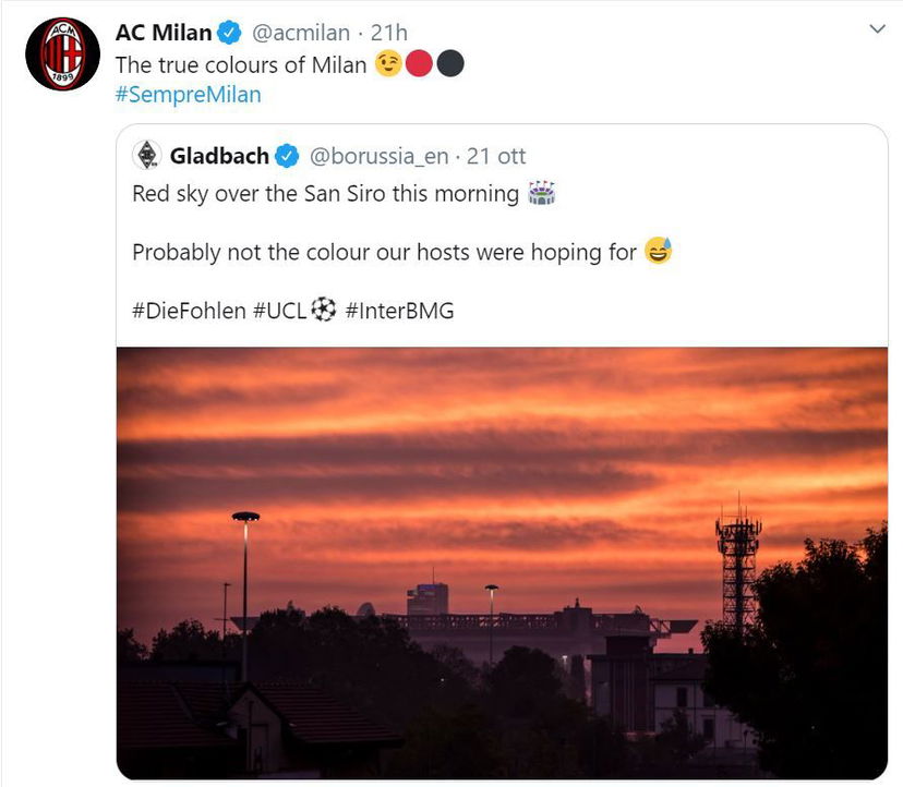 Il Milan punge l’Inter: “Borussia, questi sono i colori di Milano…” preview