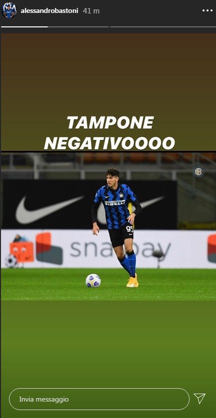 Bastoni esulta su Instagram: “Tampone negativo” preview