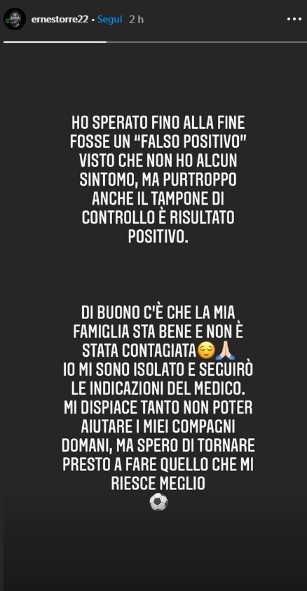 Brescia, l’annuncio Instagram di Torregrossa: “Sono positivo al Covid” preview