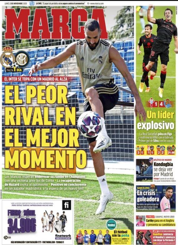 Marca su Real Madrid-Inter: “Il peggior avversario nel momento migliore” preview