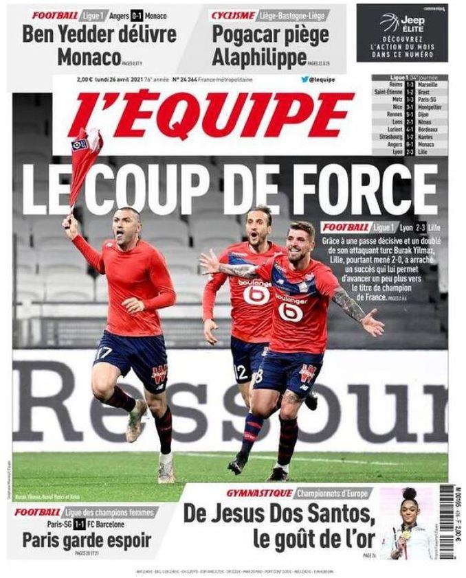 L’apertura dell’Equipe: “Prova di forza del Lille, un passo in più verso la Ligue 1” article-post