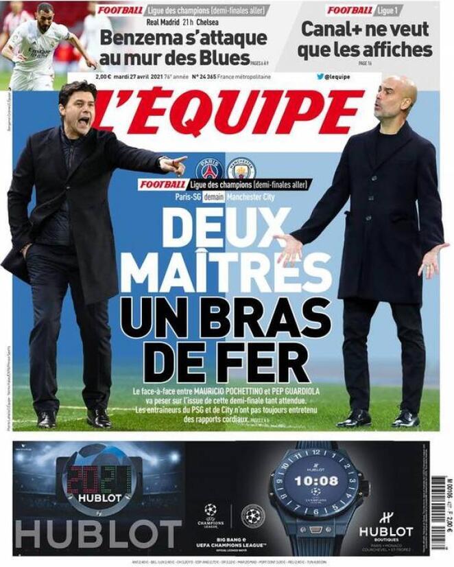 L’apertura dell’Equipe: “Braccio di ferro tra Pochettino e Guardiola” article-post