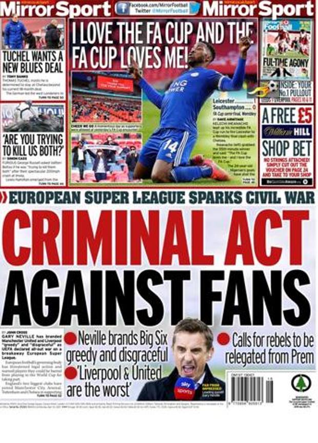 La reazione dei quotidiani inglesi alla Super Lega: “Atto criminale contro i fans” preview