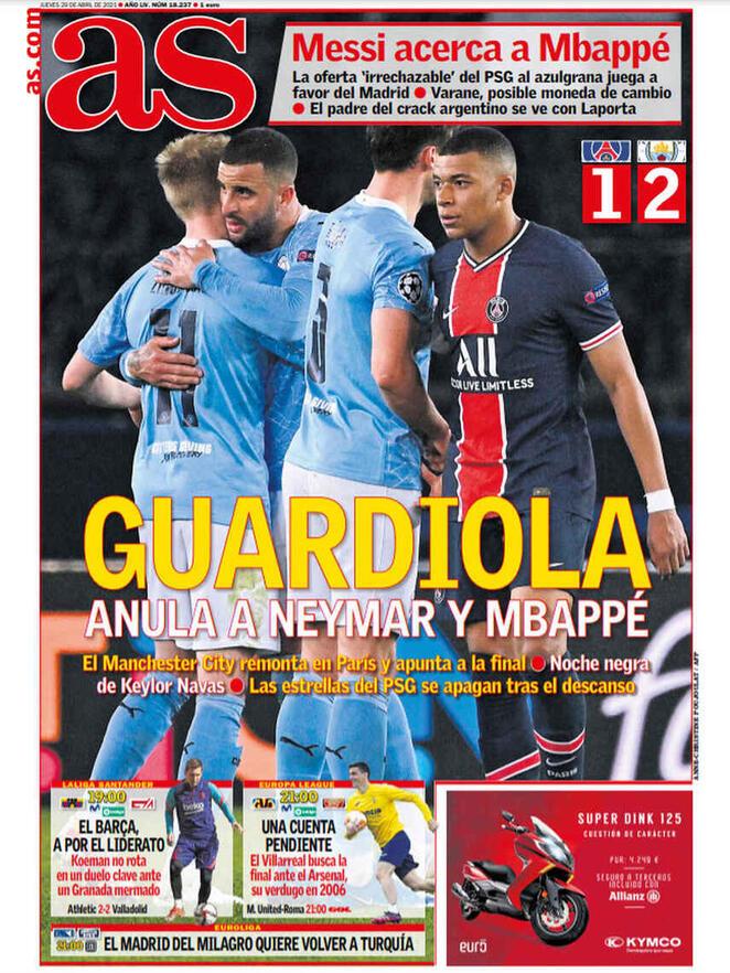 L’apertura dei quotidiani spagnoli: “Guardiola annulla Neymar e Mbappé” preview