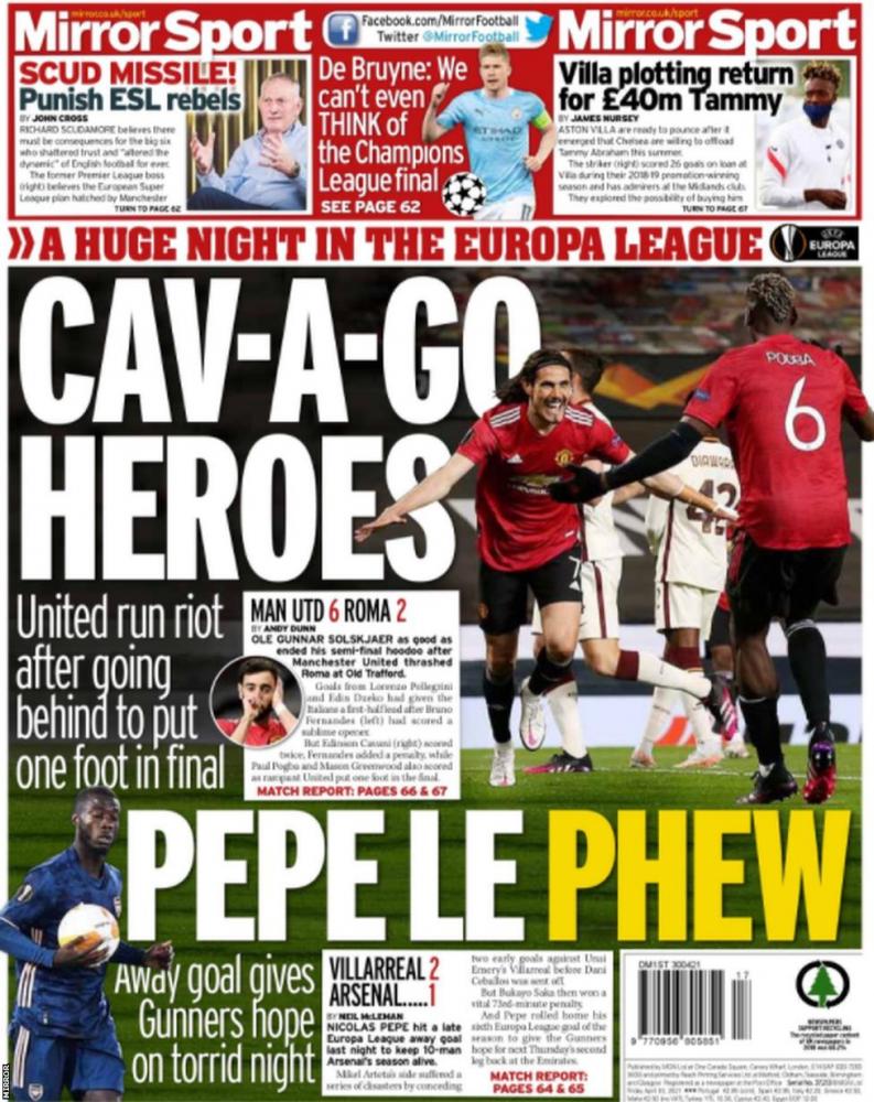 Le aperture dei quotidiani inglesi: “Il ruggito dello United verso la finale” article-post