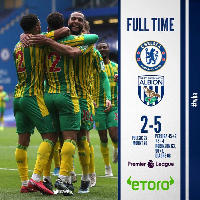 Chelsea, termina l’imbattibilità di Tuchel: il West Bromwich vince a Stamford Bridge 5-2 preview
