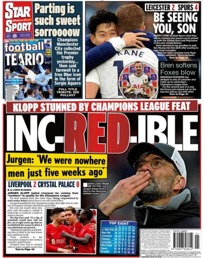 Le aperture dei quotidiani inglesi: “IncREDible” e “Ecstasy and agony” per il finale di campionato preview
