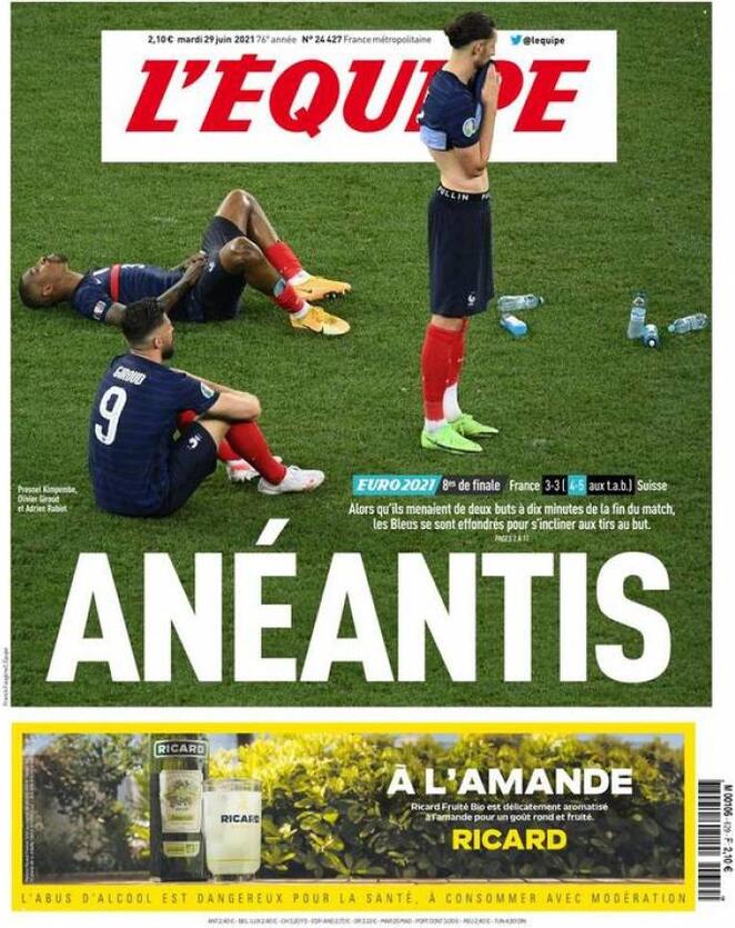 Francia, L’Équipe: “Annientati” preview