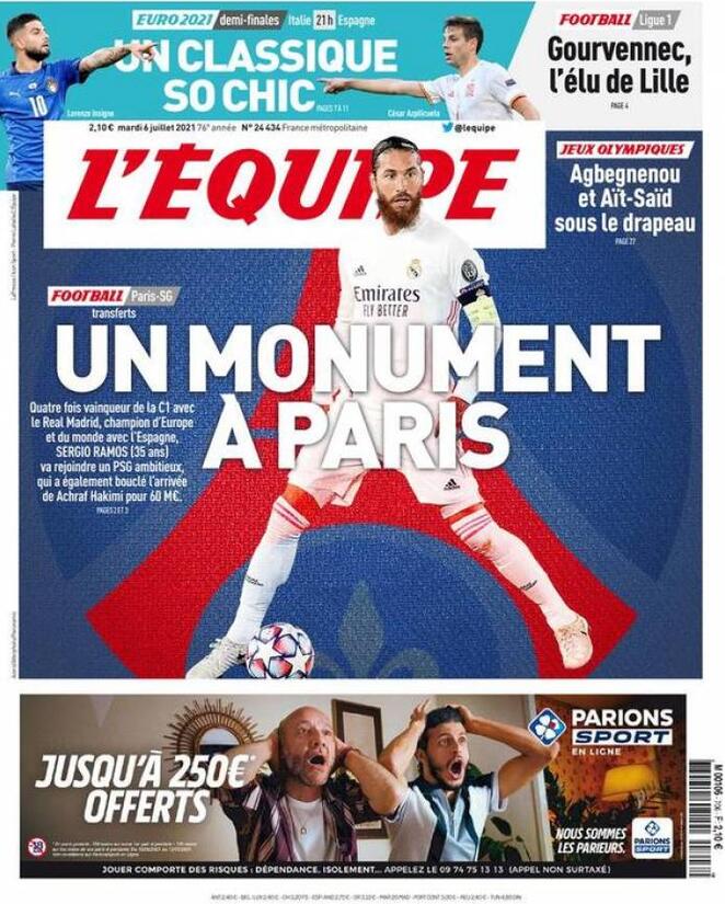 L’apertura de l’Équipe: “Un monumento a Parigi” preview