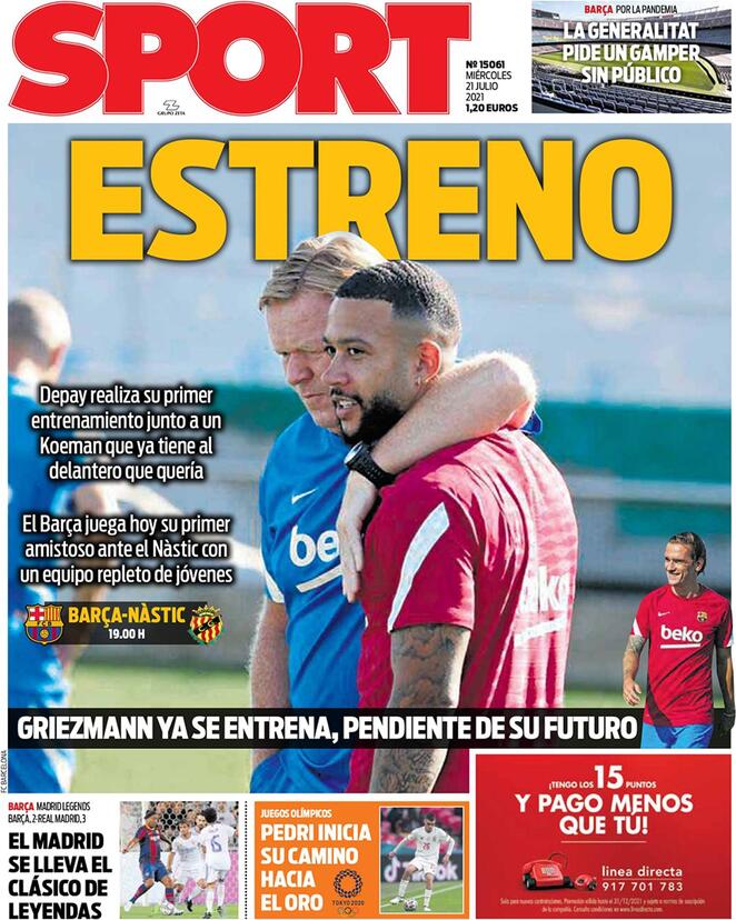 L’apertura di Sport: “Griezmann si allena aspettando novità sul suo futuro” article-post