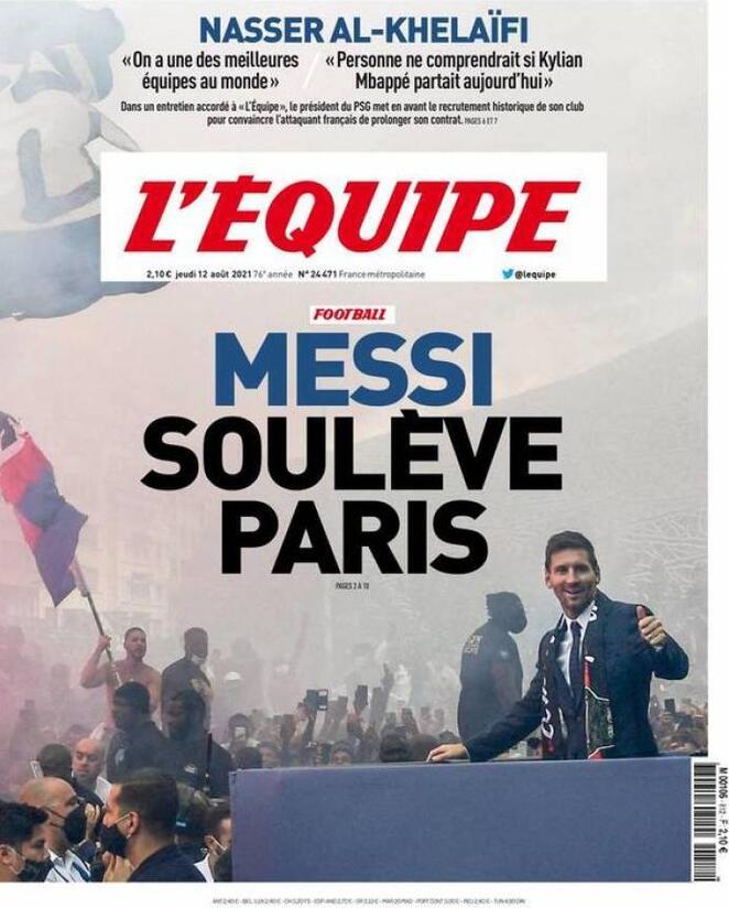 Francia | l'apertura de l'Equipe | "Messi solleva Parigi" - Vimarsana News