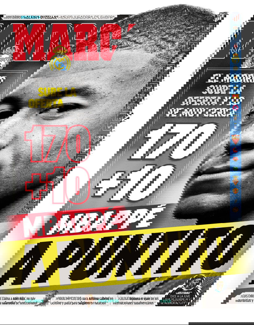 La prima pagina di Marca: “170+10, Mbappé a un passo” preview