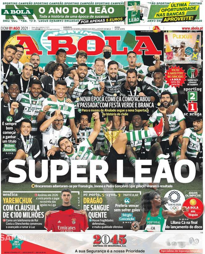 Lo Sporting vince la Supercoppa. Le aperture portoghesi: “Super leoni” preview