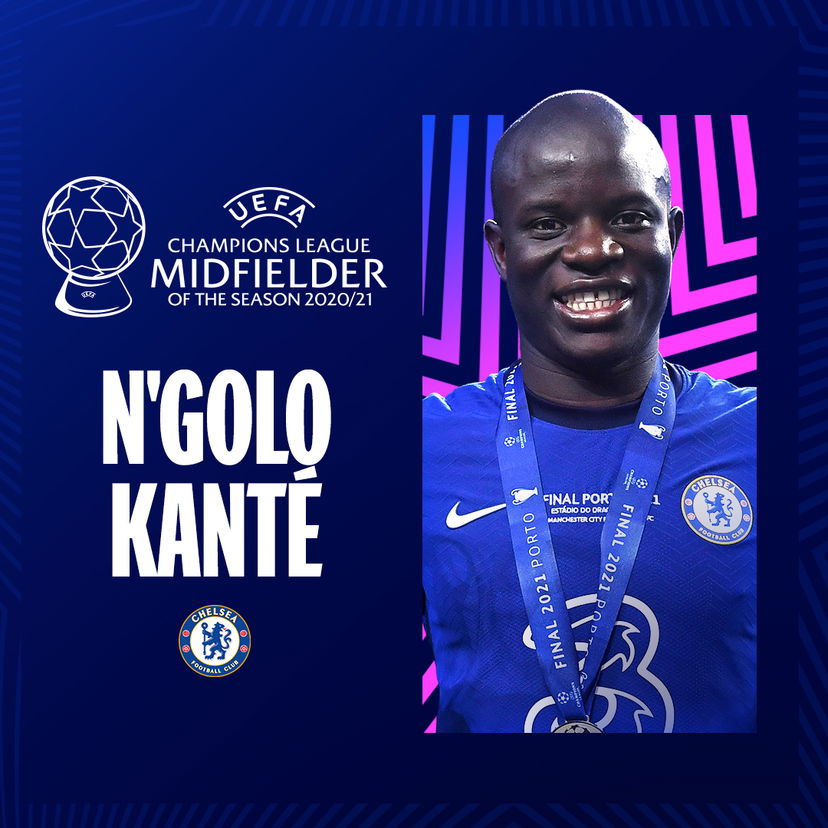 Uefa: Kanté miglior centrocampista della stagione 2020-21 preview