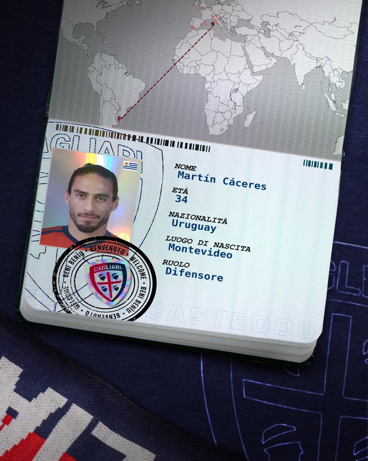 Ufficiale: Cagliari, preso Martin Caceres. Contratto annuale preview
