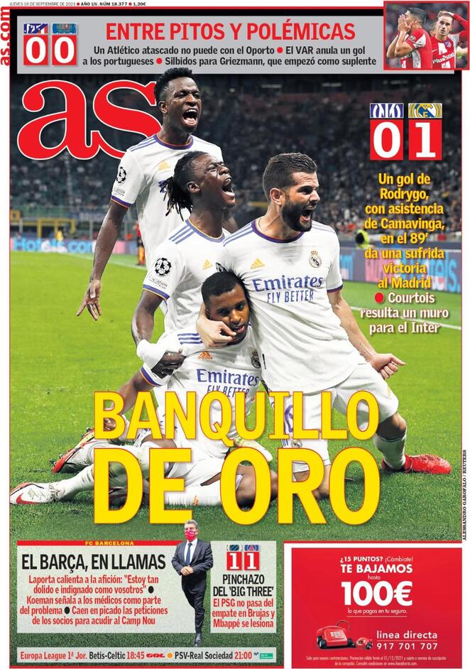 Le aperture dei quotidiani spagnoli sul Real: “Panchina d’oro” preview