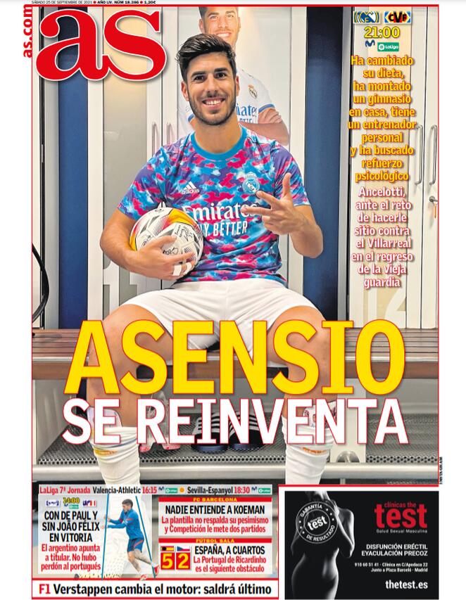 Le prime pagine di As e Marca dedicate al Real Madrid: “Asensio si reinventa” preview
