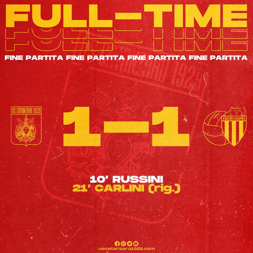 Serie C, girone C, il Catanzaro fermato dal Catania: è 1-1 al “Ceravolo” preview