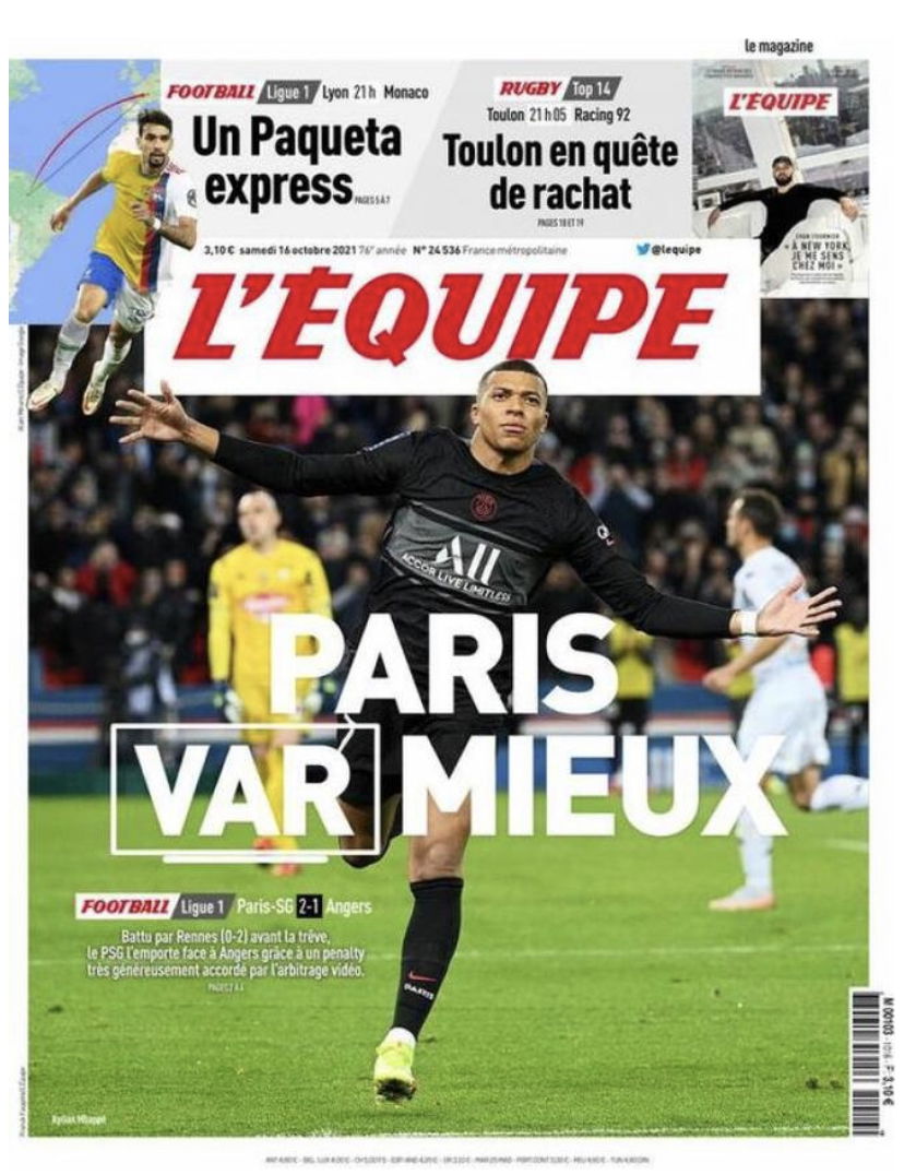 La prima pagina dell’Equipe sulla vittoria del PSG: “Il Var ha assegnato un rigore generoso” article-post