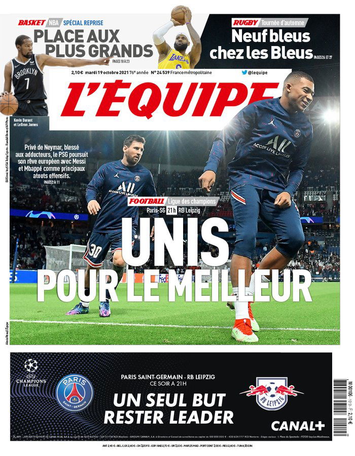 La prima pagina dell’Equipe su Messi e Mbappè: “Uniti per il meglio” preview