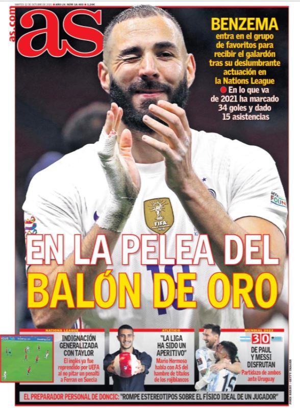 L’apertura di AS: “Benzema nella corsa al Pallone d’Oro” preview