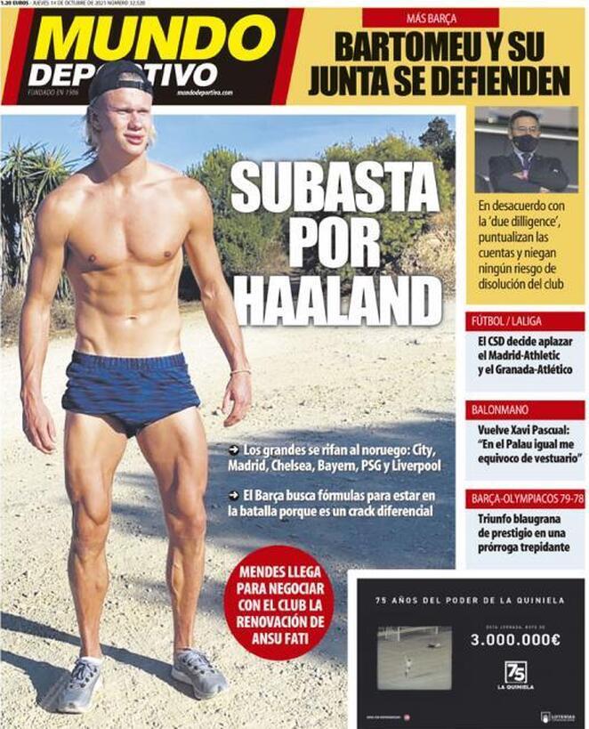 L’apertura de El Mundo Deportivo: “Super asta per Haaland” preview