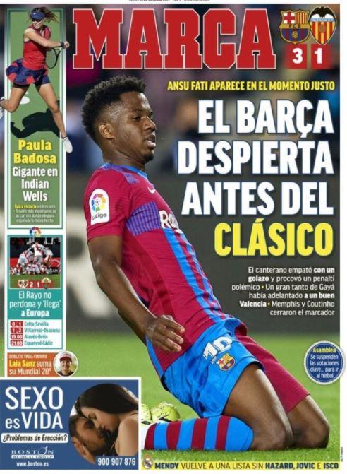 L’apertura di Marca: “Il Barça si sveglia prima del Clasico” preview