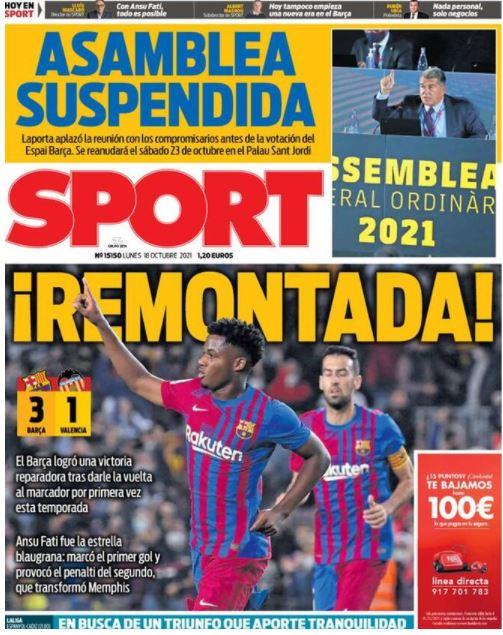 L’apertura di Sport: “Remontada Barça” preview