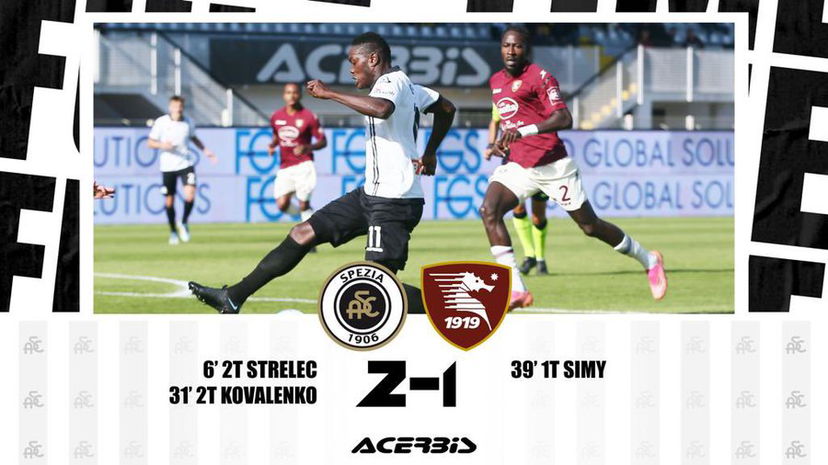 Lo Spezia batte la Salernitana in rimonta per 2-1: Strelec e Kovalenko rispondono a Simy preview