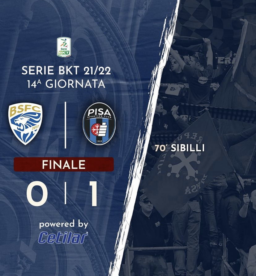 Serie B, il Pisa vince lo scontro diretto con il Brescia e vola in testa alla classifica preview