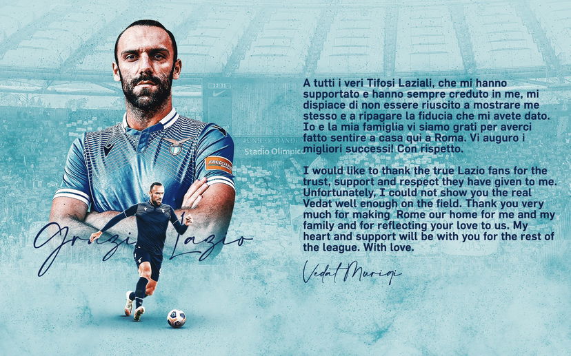 Muriqi saluta i tifosi laziali preview