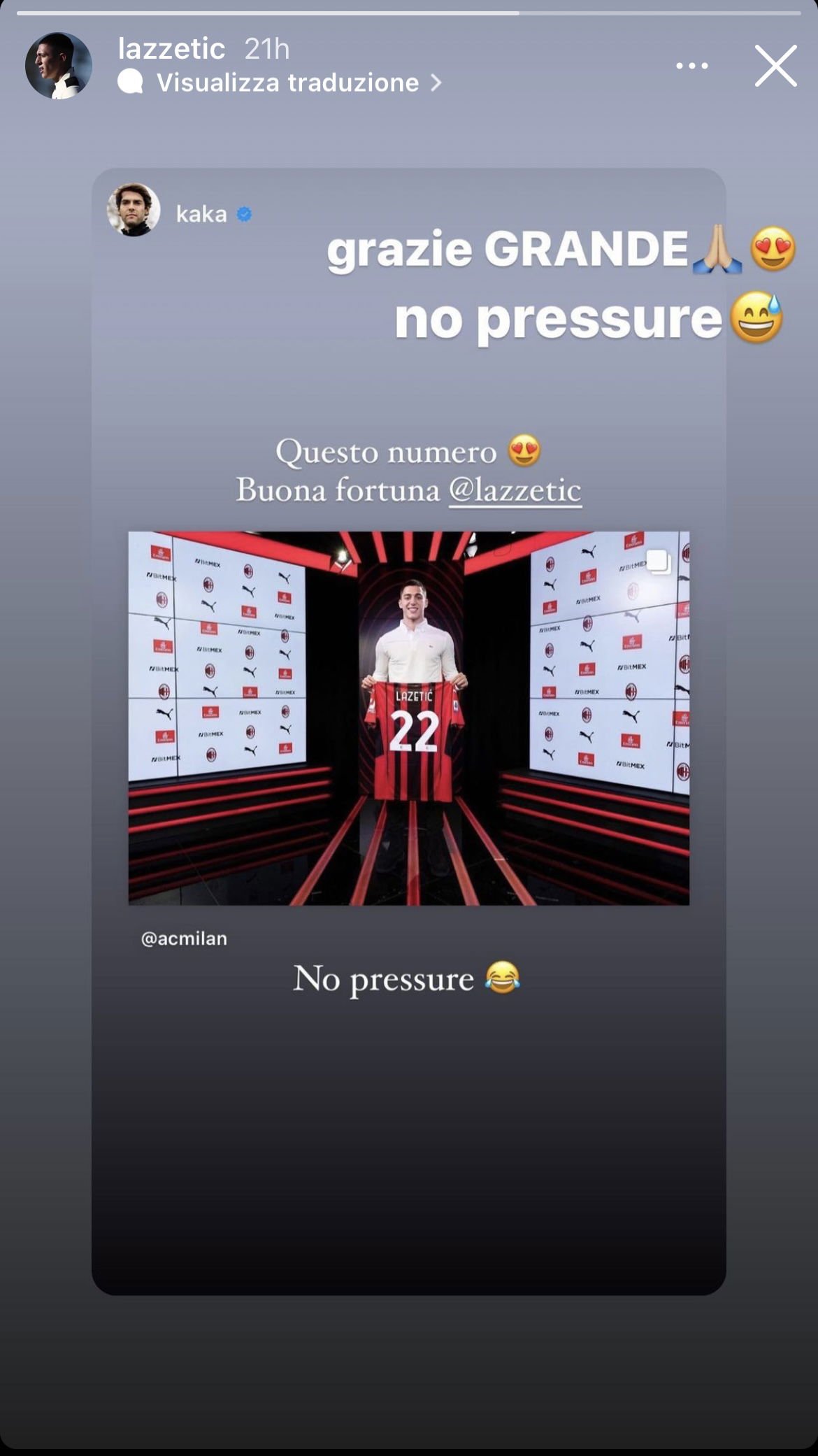 Kaká tranquillizza Lazetic sulla scelta del numero 22 article-post