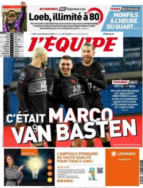 L’apertura de L’Equipe: “Verratti come Marco Van Basten” article-post