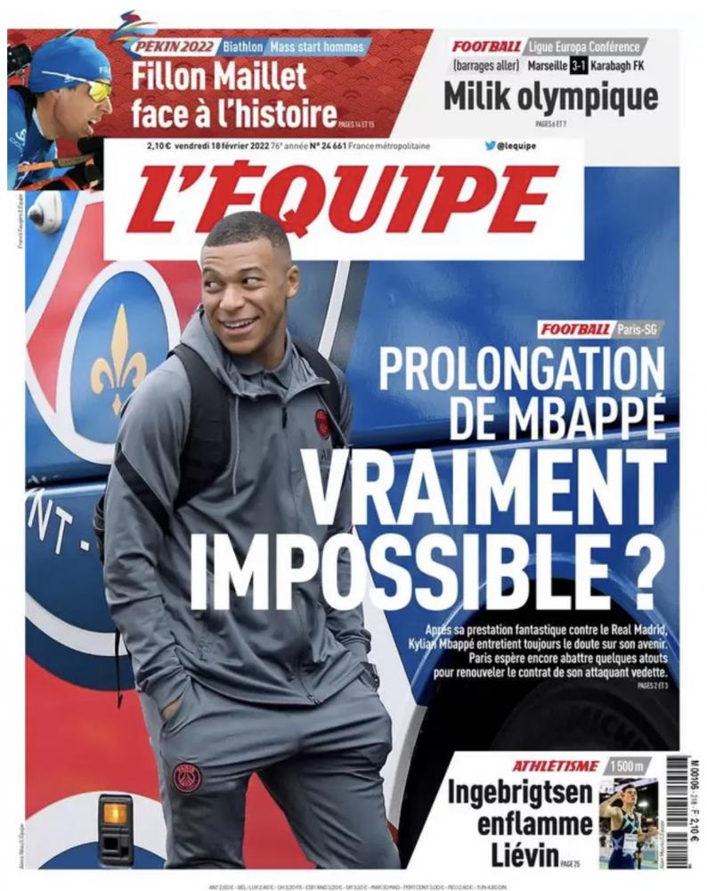 L’apertura de L’Equipe: “Il prolungamento di Mbappé è veramente impossibile?” preview