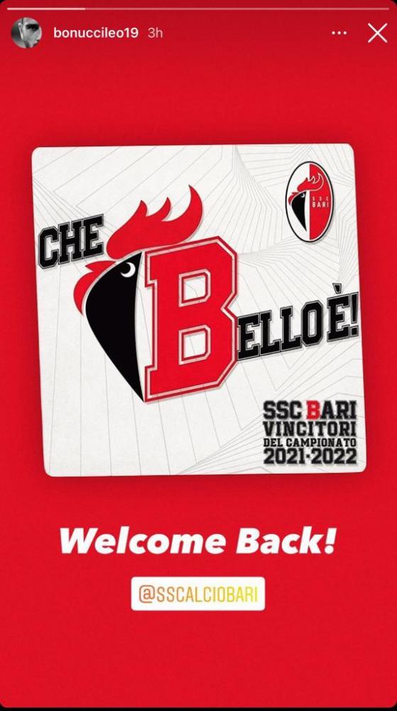 Bonucci non dimentica il Bari e festeggia la promozione in B: “Welcome back” preview