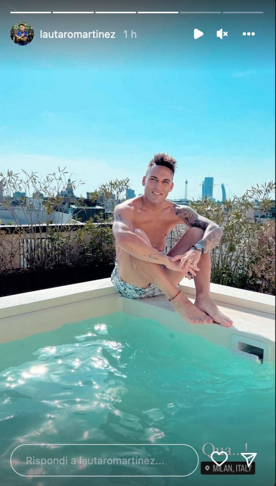 Lautaro Martinez sui social: “Qua” article-post