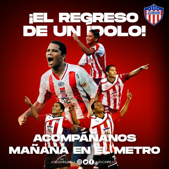 Ufficiale: dopo 14 anni, Carlo Bacca torna allo Junior de Barranquilla preview