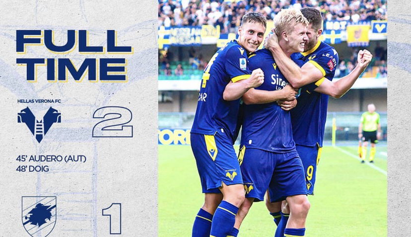 Prima vittoria per Cioffi, il Verona batte 2-1 la Sampdoria. A segno Caputo e Doig preview