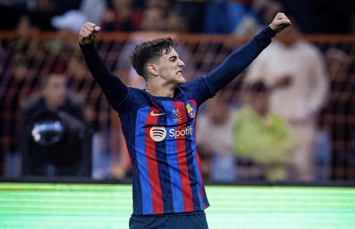 Maglia E Pantaloni FC Barcelona GAVI 6 - Prima Divisa 2023/24 - Replica Ufficiale Bambino