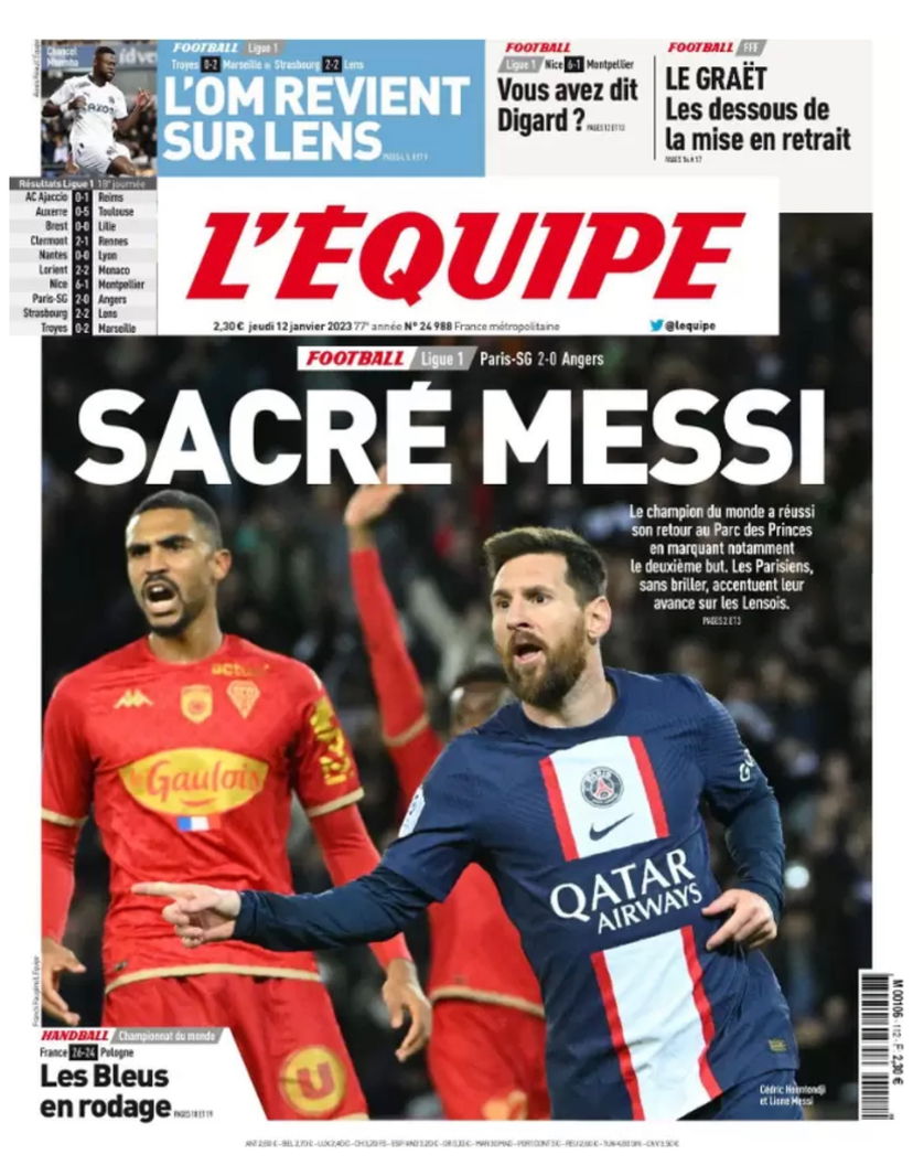L’Equipe sulla vittoria del Paris Saint-Germain: “Sacro Messi” preview
