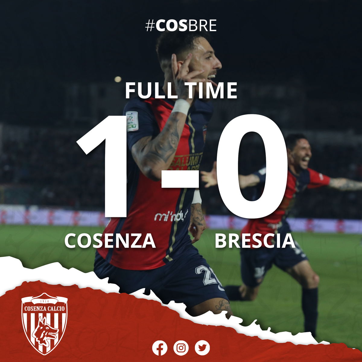 Il Cosenza vince l’andata dei playout: battuto il Brescia 1-0 con un gol di Nasti article-post