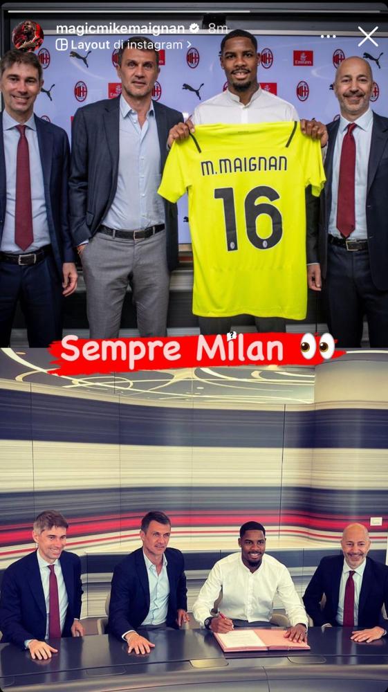 Il post di Maignan con Maldini e Massara: “Sempre Milan” preview