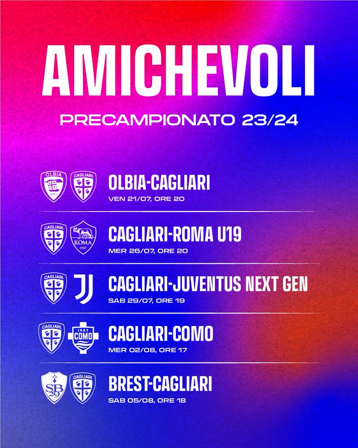 Cagliari, comunicate le 5 amichevoli estive: si chiude col Brest il 5 agosto article-post