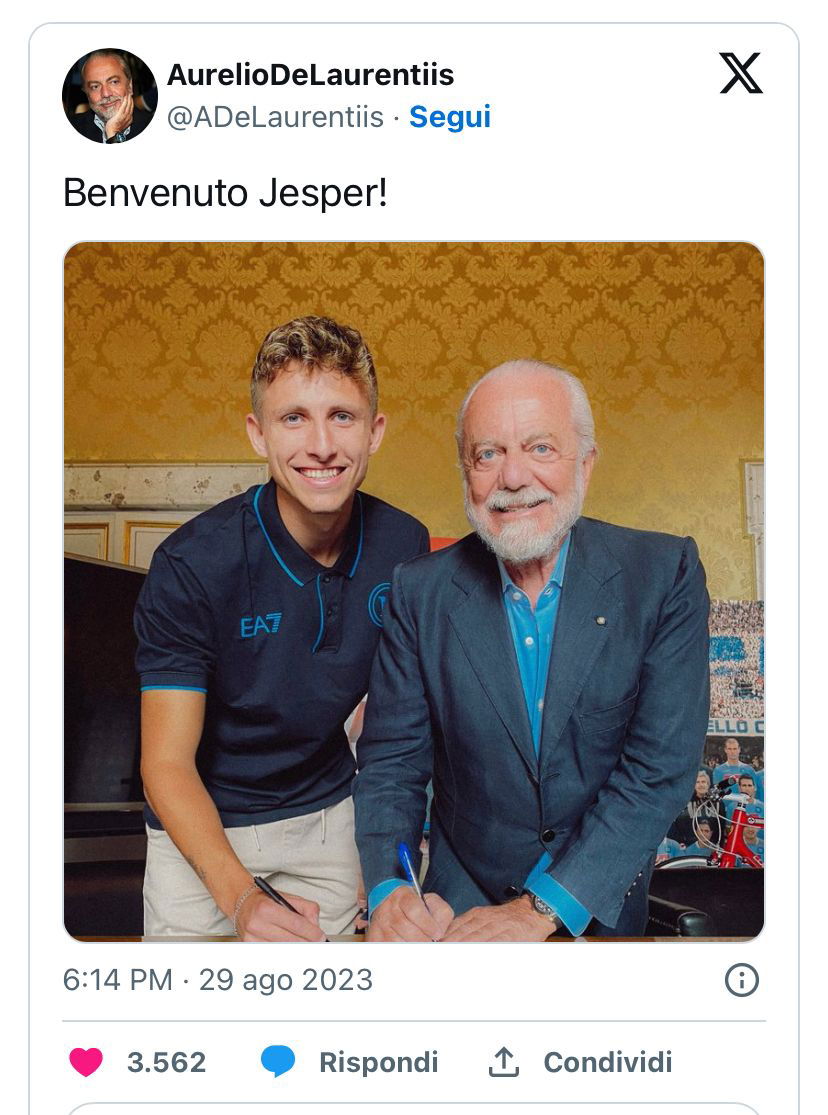 Lindstrom al Napoli: la sorpresa di maggio, l’annuncio ufficiale! preview