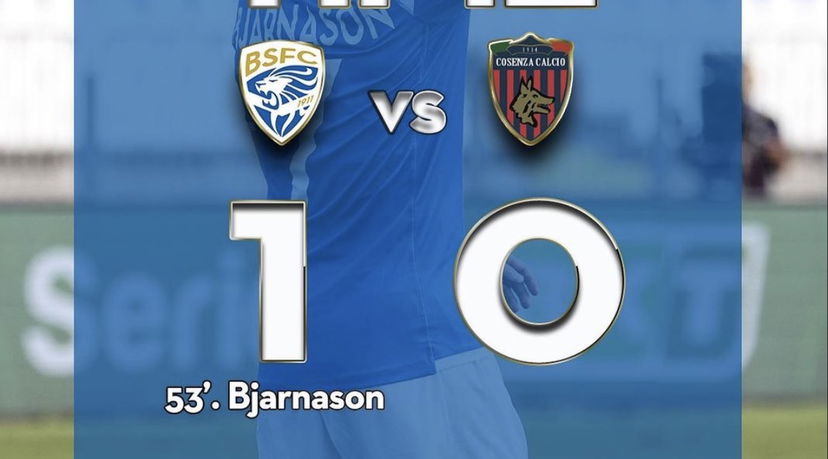 Serie B, inizia con una vittoria la stagione del Brescia: 1-0 al Cosenza, decide Bjarnason preview
