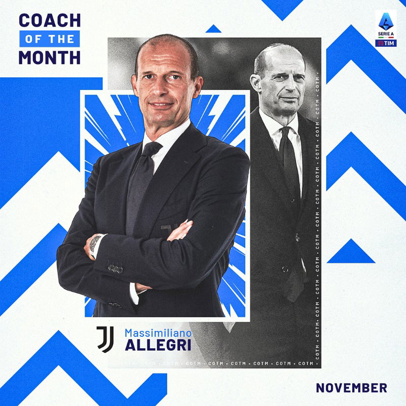 Allegri premiato miglior allenatore del mese di novembre della Serie A. De Siervo: “E’ un Maestro” preview